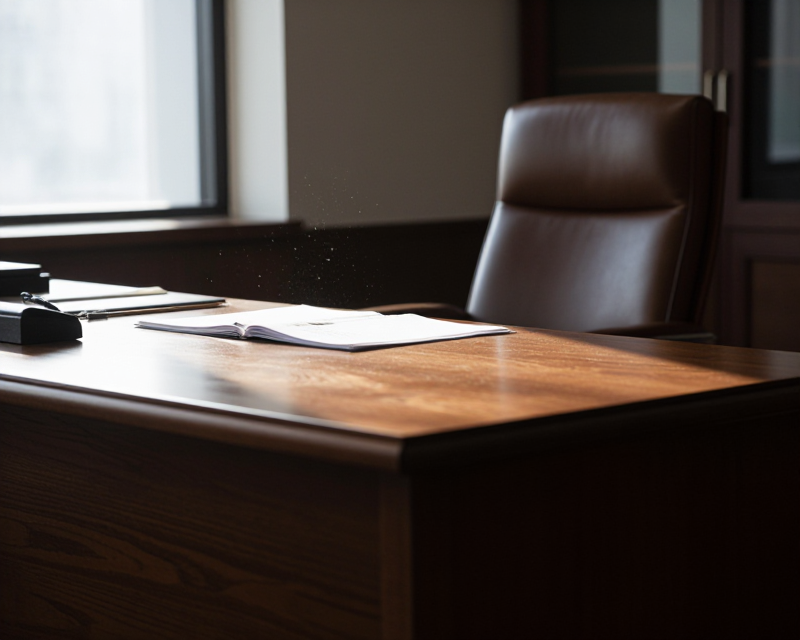 A quiet and solemn office atmosphere