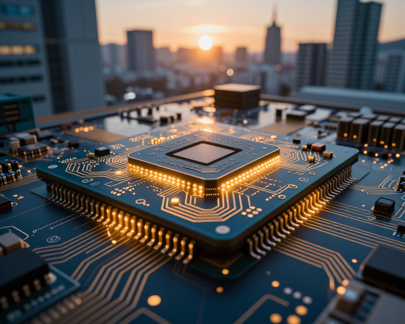 Semiconductor and Seoul Skyline
