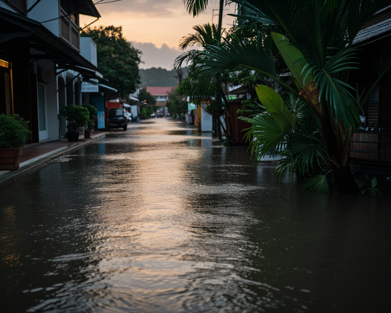Flooded street in Thailand