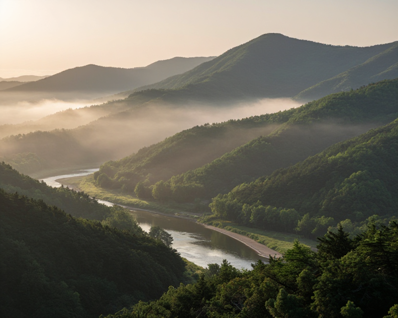 Peaceful Dawn at the Korean Border