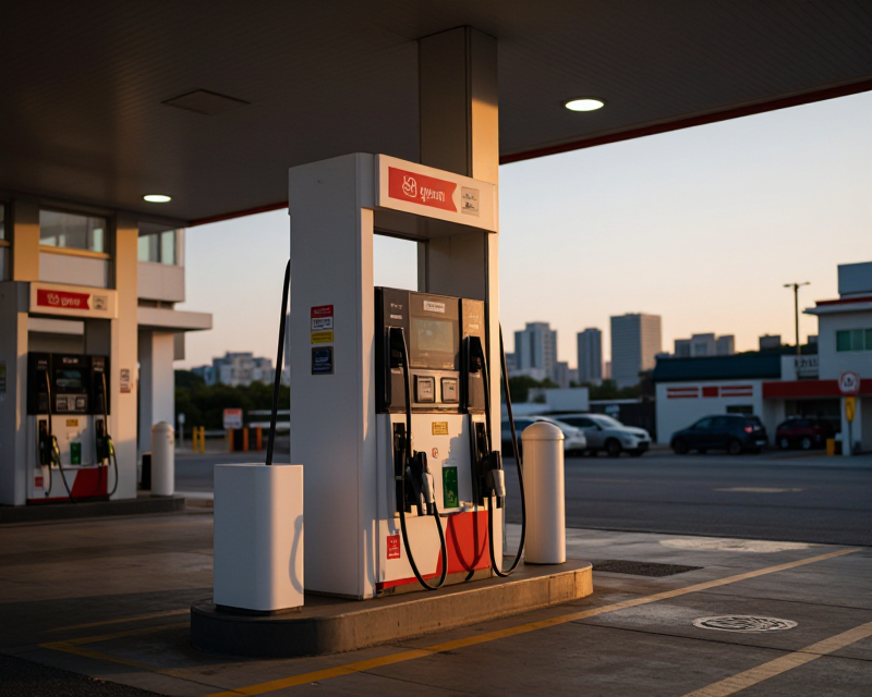 Golden hour at a Korean gas station